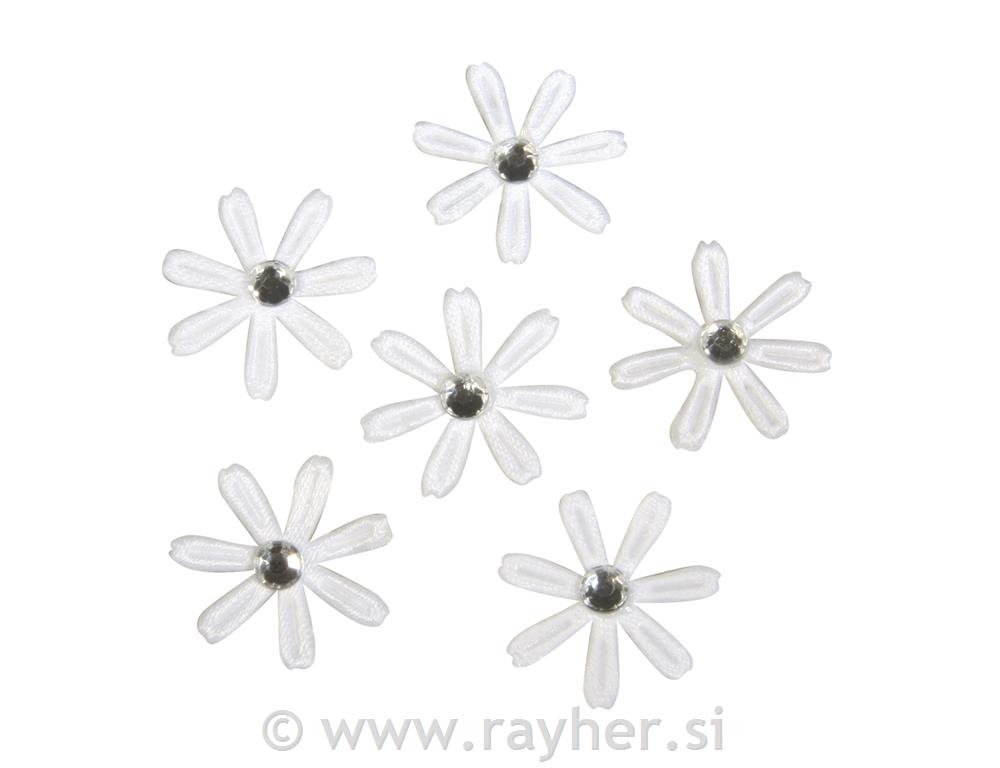 Cvjetni saten s kristalom, bijeli, fi 1.8mm, 60 kom