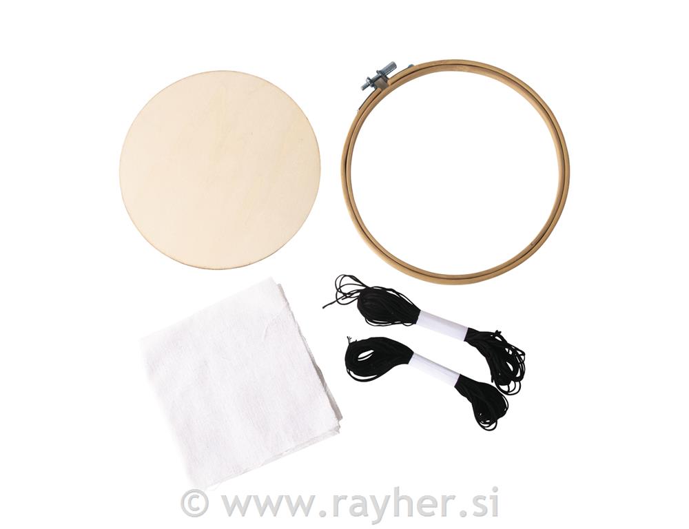 Bamboo embroidery frame set, 17cm owith accessories, tab-bag 1set
