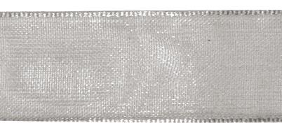 Organza ribbon, 15 mm, silver, tab-roll