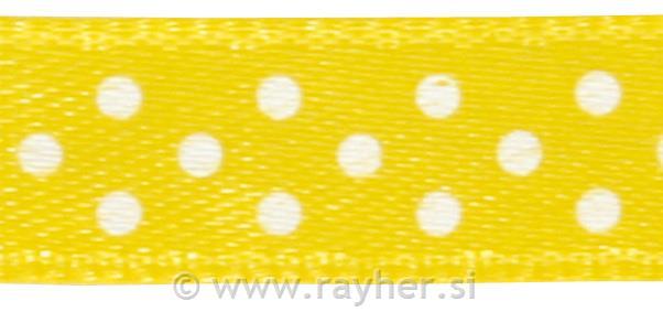 Traka saten s točkicama, žuta, 9.5mm, 10m
