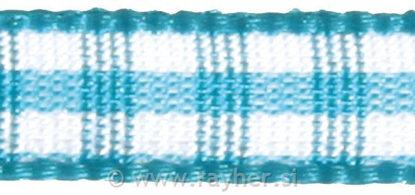 Checked pattern ribbon, turquoise, 6mm,