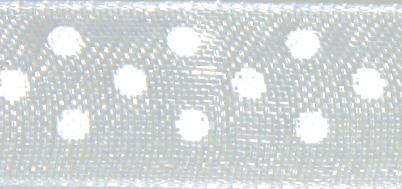 Organza trake s točkicama, bijelo / bijelo, 10mm, 10m