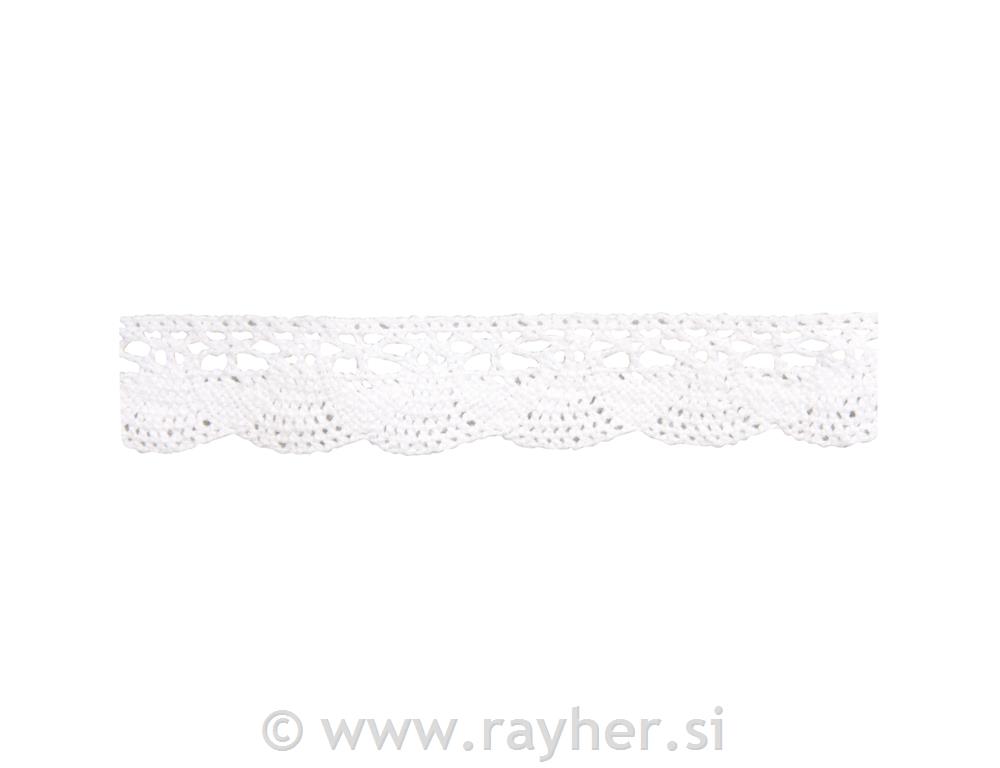 Čipka bombažna Katharina, bela, 1,7cm,3m