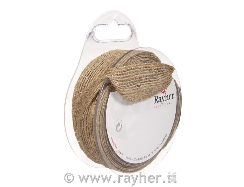 Jute ribbon, natural, 2,5cm, tab-roll 4m