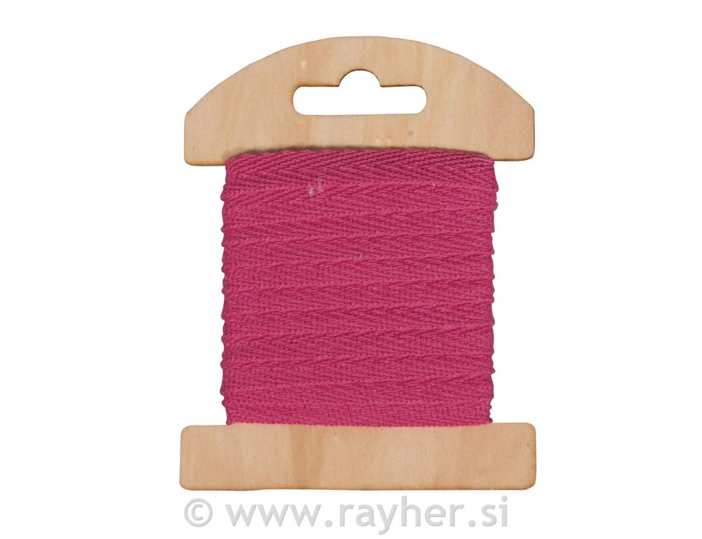 Traka pamuk, ružičasta, 1cm, 3m