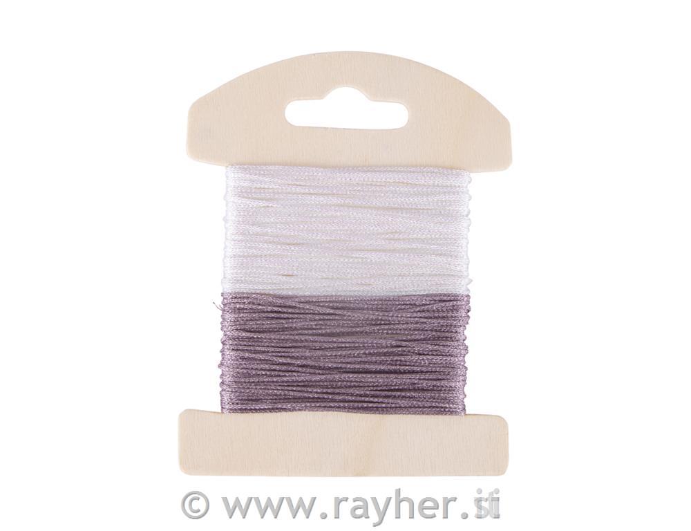Ukrasna vrpca, 1mm, 2x8m, bijela/purpurn