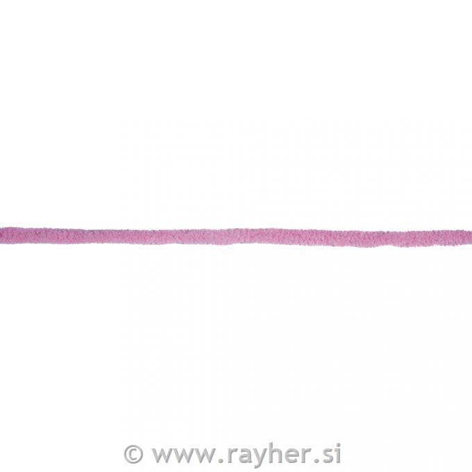 Vrpca iz pliša, 8mm, pink, 3m