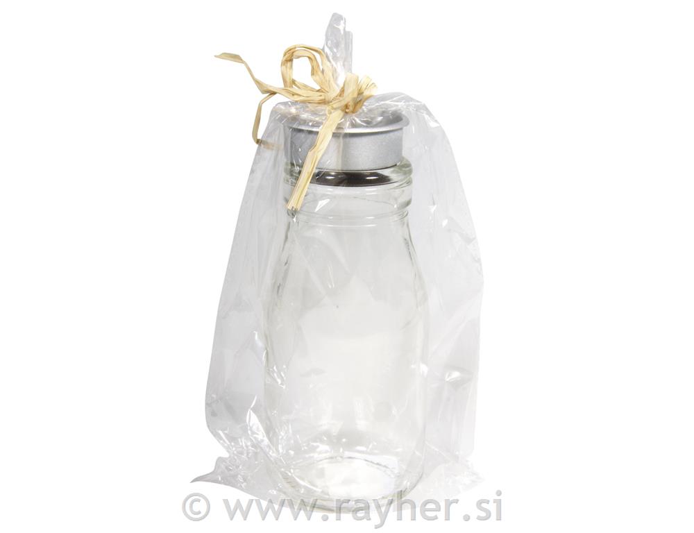 Glass bottle w. tea candle holder, 5,5 o