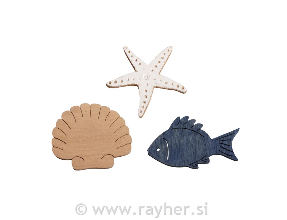 Drveni ukras, 3.3x5 cm, set 18