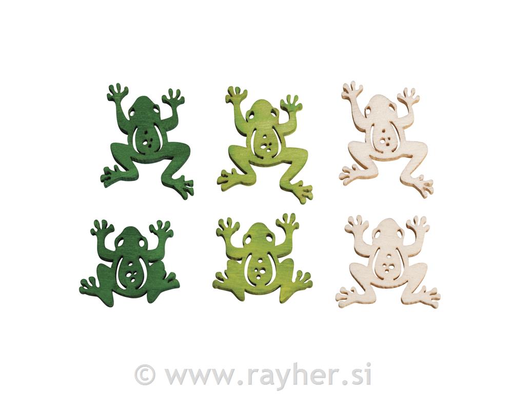 Drveni ukrasi žabe, 2.5 cm o, set 18