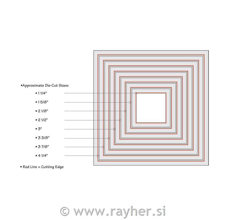 Sizzix Framelits nastavak set, kvadrati,8 kom
