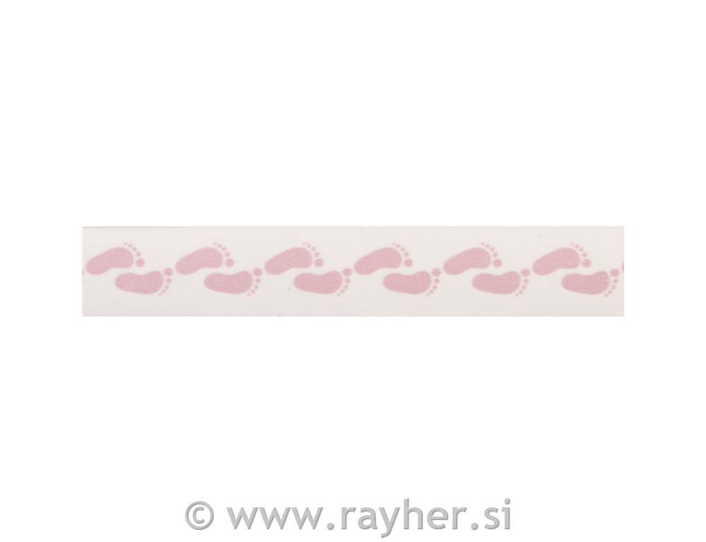 Washi Tape Baby feet, baby ružičasta, 15mm, 15m