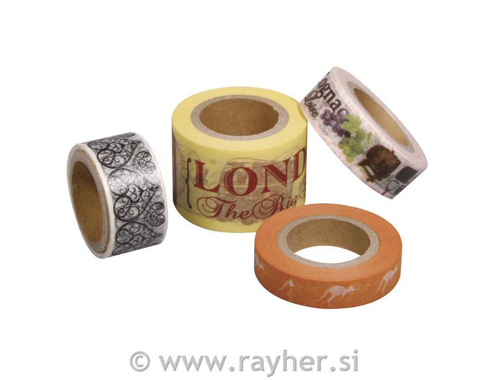 Washi Tape lepilni trak, Wine, 15mm, 15m