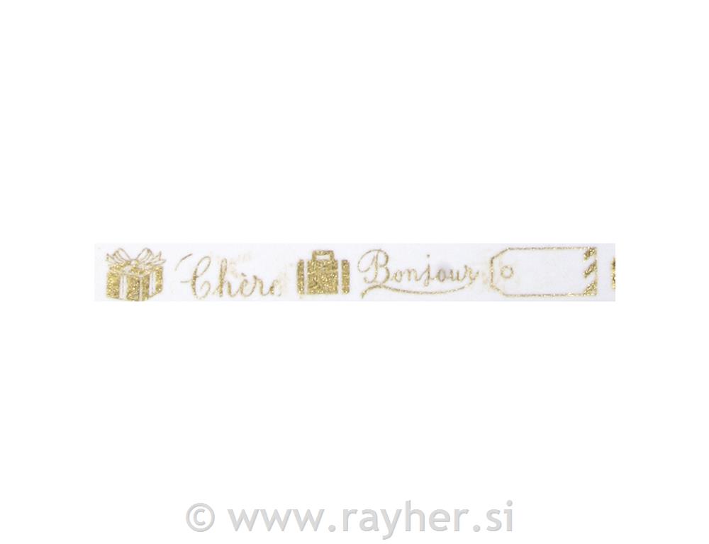 Washi Tape lepilni trak, Bonjour-Merci,