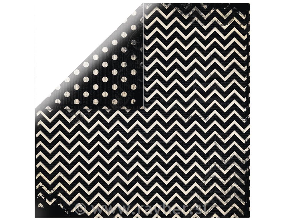 Scrapbooking papir Chevron, black, 30.5x30.5cm, 190g/m2