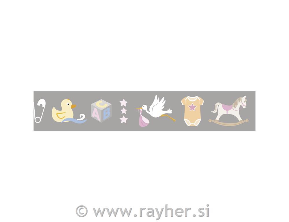 Washi Tape baby motivi, baby ružičasta,30mm, 15m