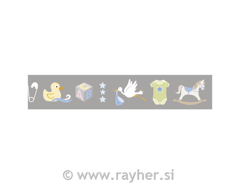 Washi Tape baby motivi, baby plava, 30mm, 15m