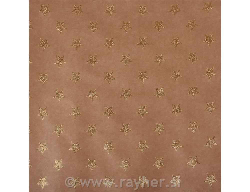 Scrapbooking papir Kraft -Zvezde, zlate, 30.5x30.5cm, 180g/m