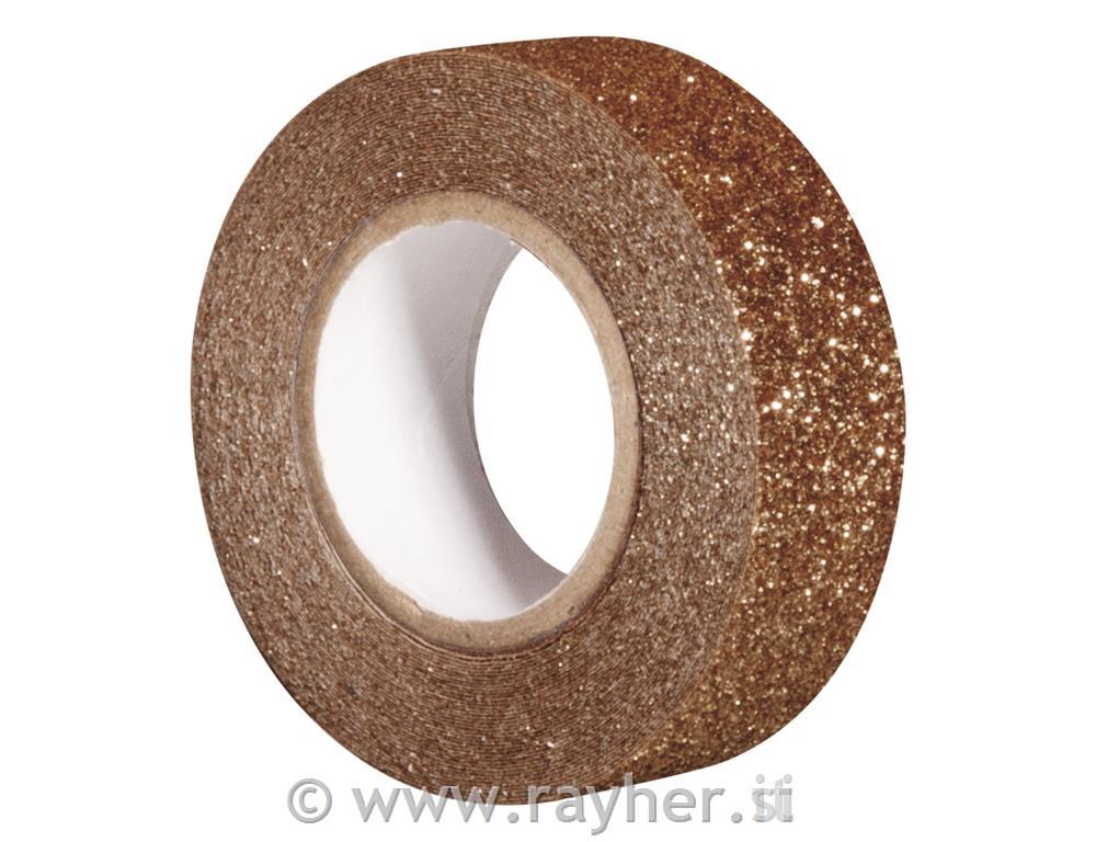 Glitter Tape, brilliant bronze, 15mm, roll 5m