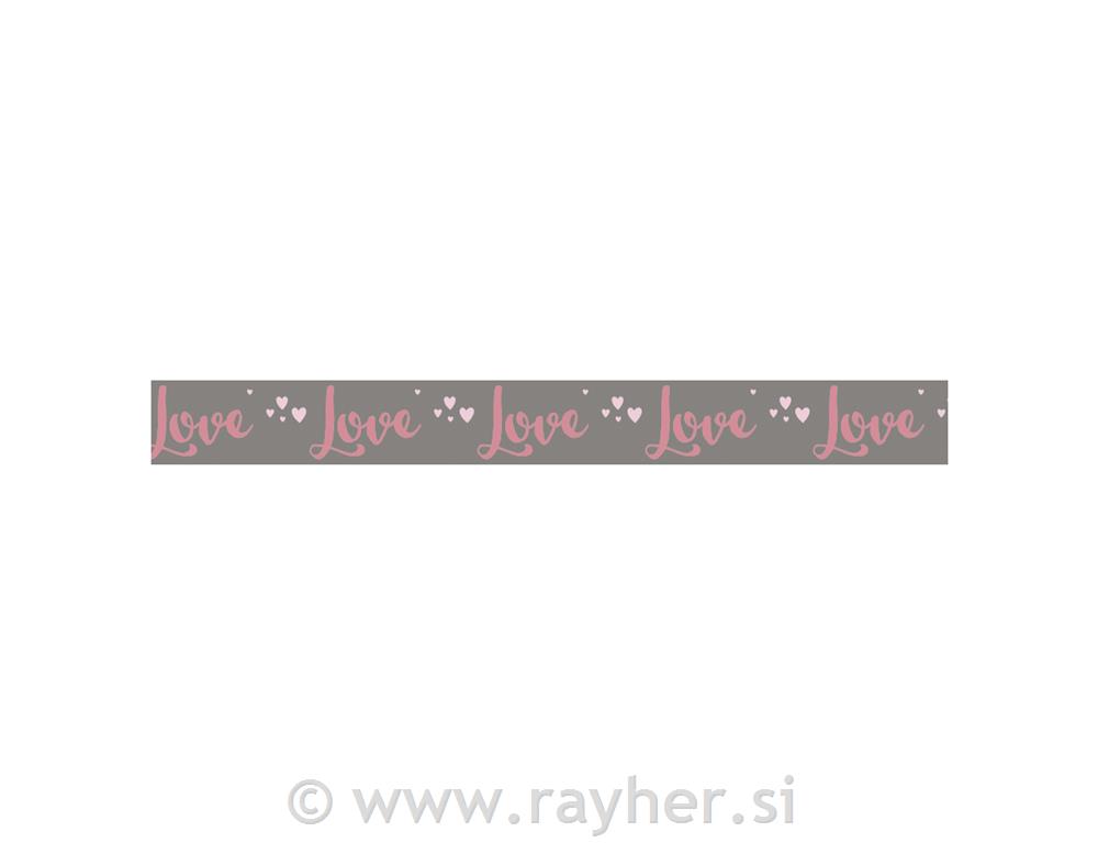 Washi Tape Love, bež, 15mm,15m