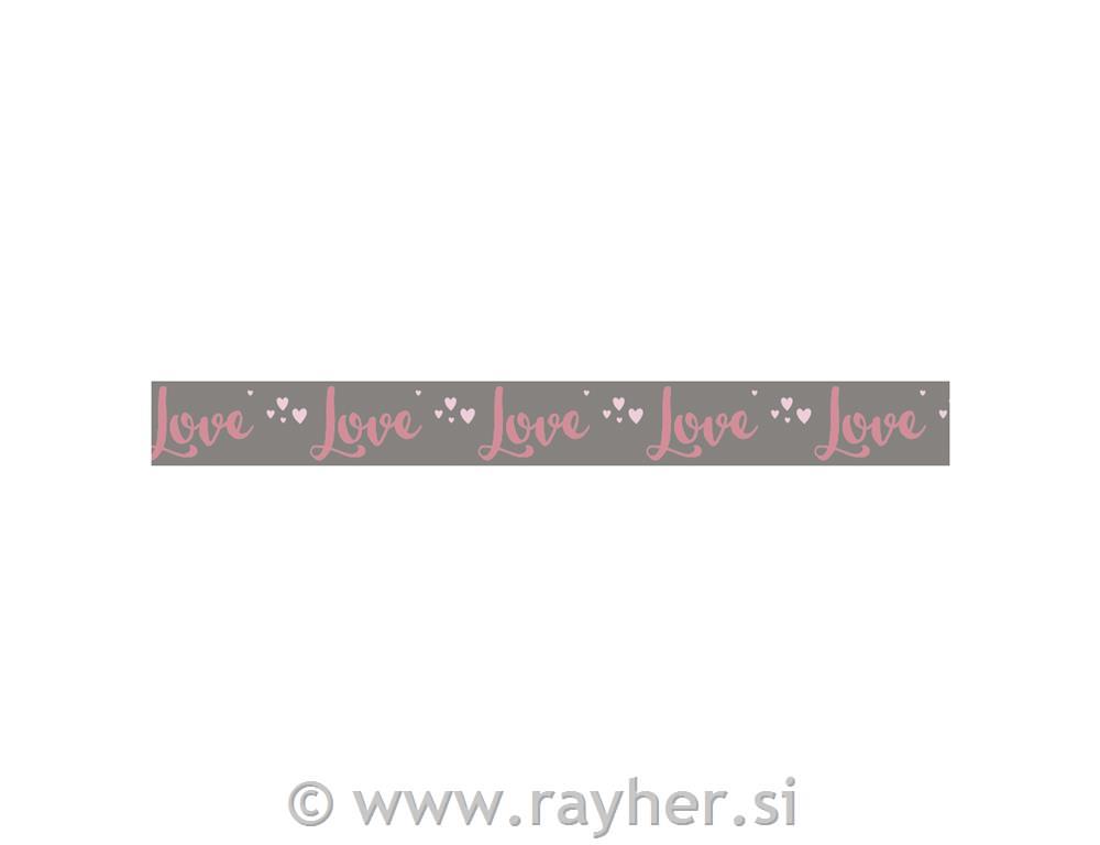 Washi Tape Love, bež, 15mm,15m