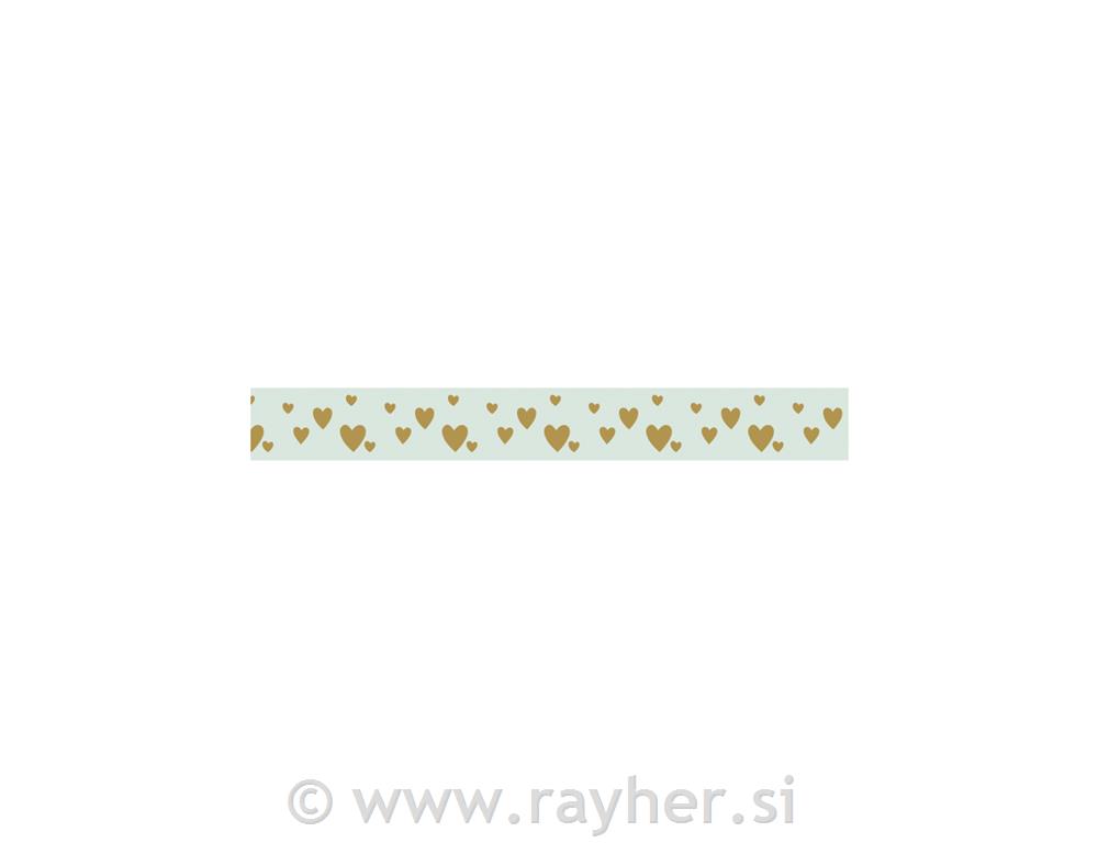 Washi Tape mini srca, zelena, 10mm, 15m