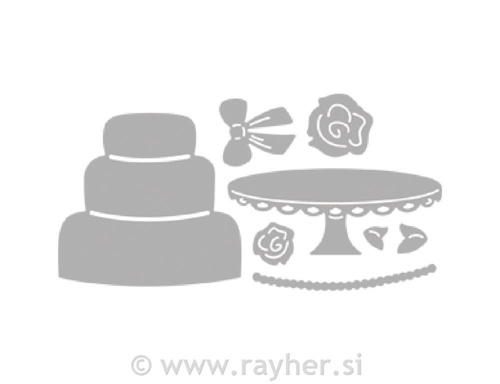 Punch stencil: Wedding Cake 5.9x7cm, tab-bag 8pc