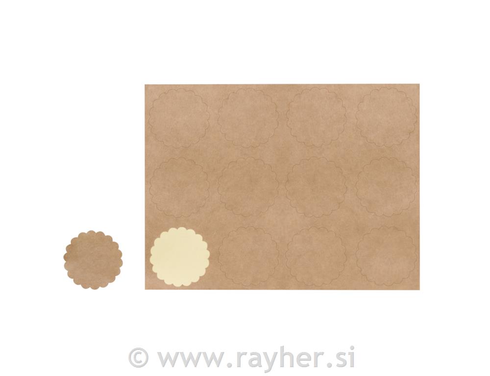 Naljepnice ukrasne, prazne, 3,5 cm o, kraft, 12 kom