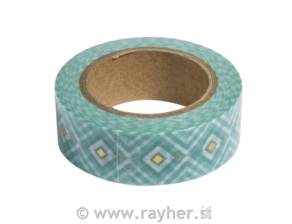 Washi Tape Set menta/zlatni, 15mm, 3x10m