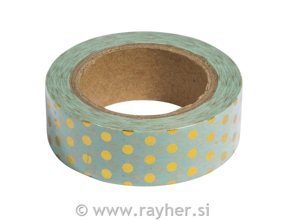 Washi Tape Set menta/zlatni, 15mm, 3x10m