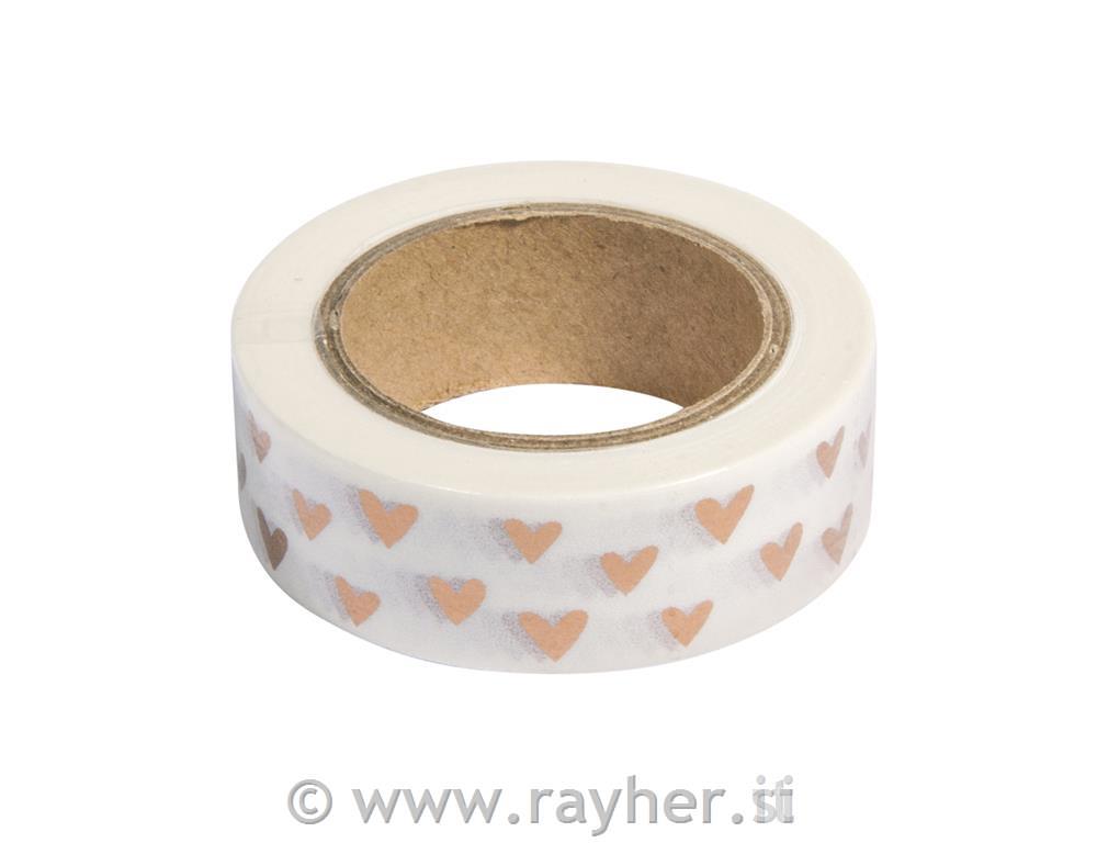 Washi Tape Set ružičasti/zlatni, 15mm, 3x10m