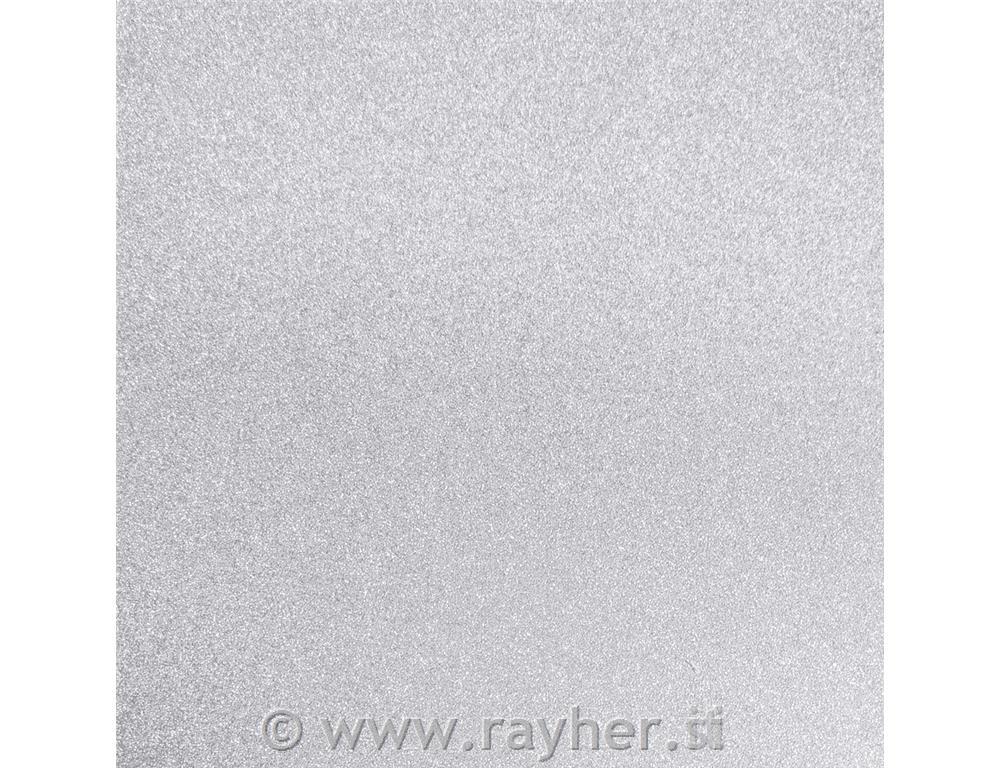 Scrap. Papir metalni efekt, s blistanjem, srebrni, 30.5x30.5cm, 210gsm