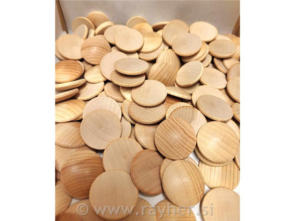 Wooden platine, round, vaulted, 30 mm