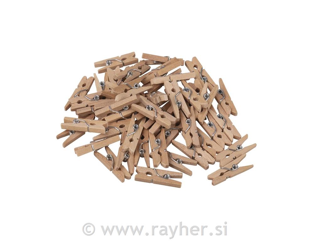 Drvene štipaljke, mini, 2.5 cm, prirodne, 48 kom