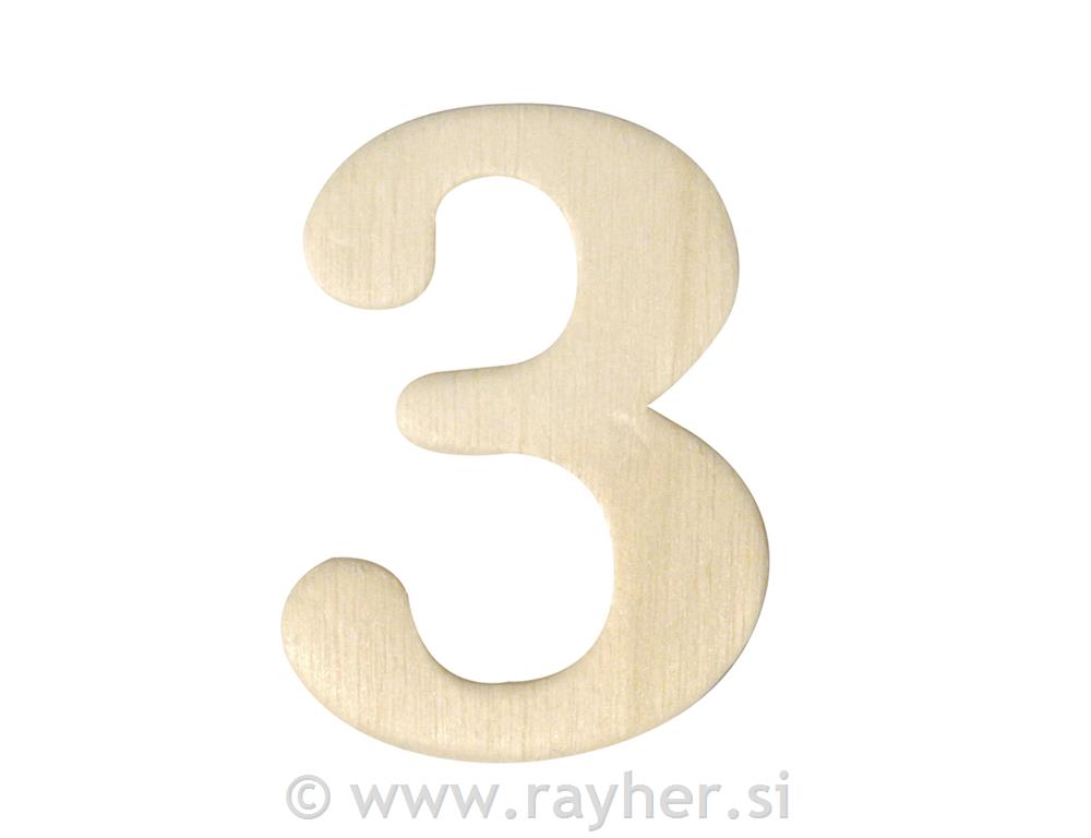Wooden numbers, 4 cm, 3