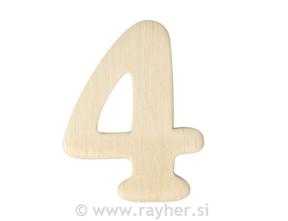 Wooden numbers, 4 cm, 4