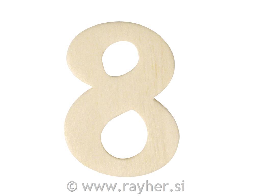 Wooden numbers, 4 cm, 8