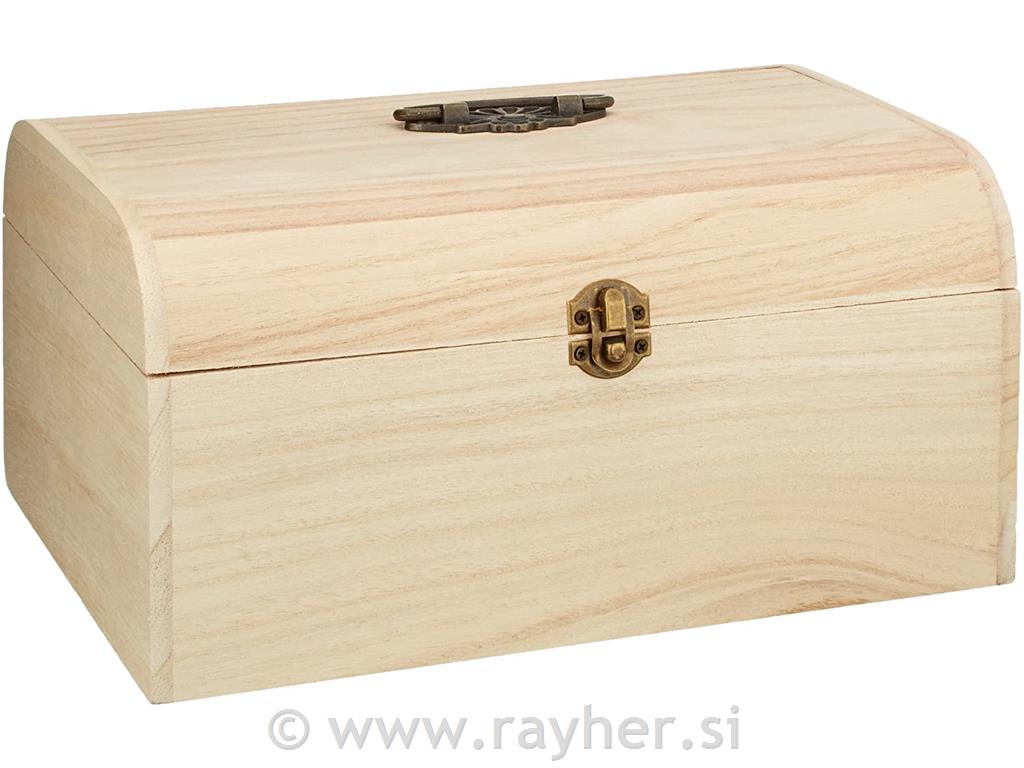 Drveni kofer s metalno ručico, 24.5x16.5x11.5 cm