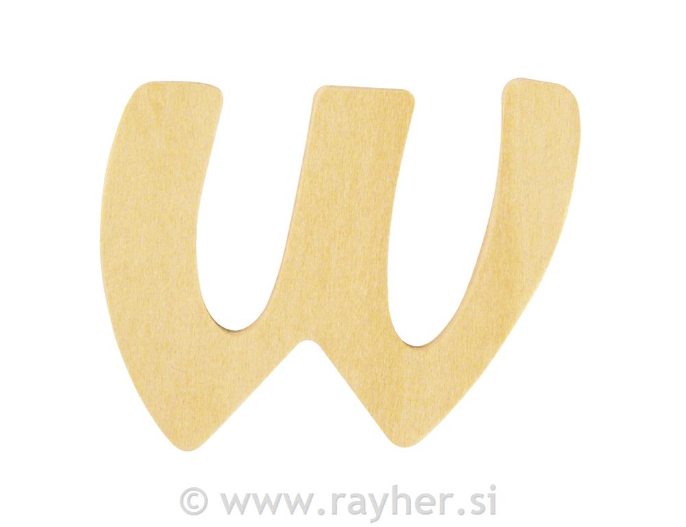 Lesena črka, W, 6 cm