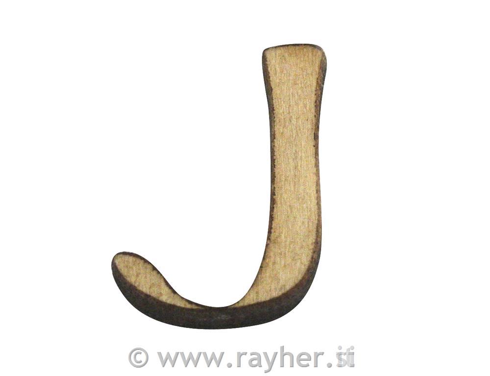 Wooden letter, J, 2 cm