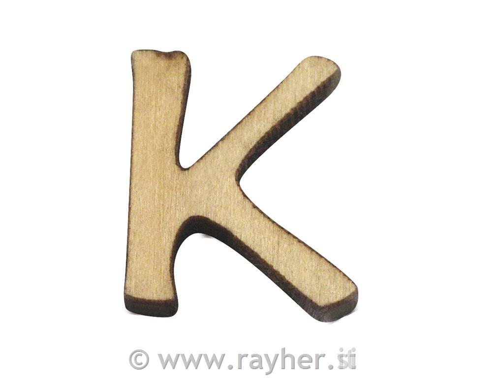Lesena črka, K, 2 cm