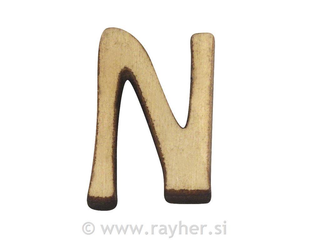Wooden letter, N, 2 cm