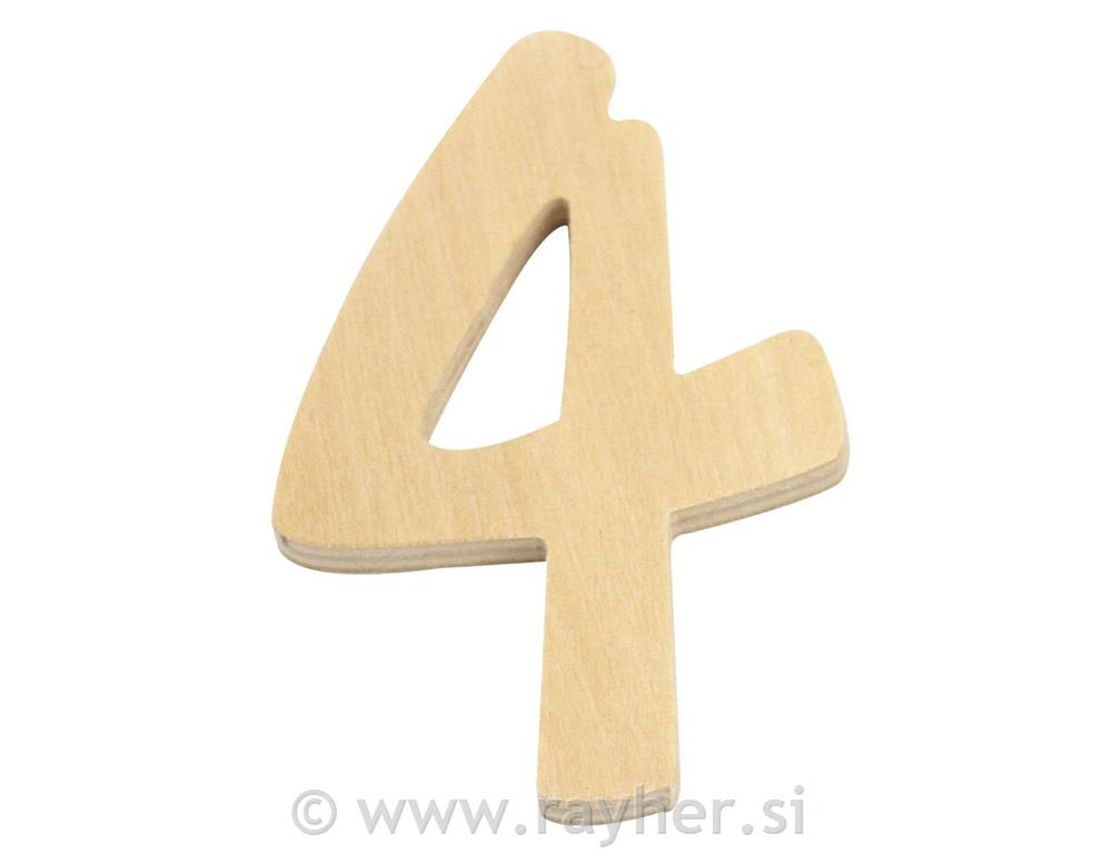 Lesena številka, 6cm o, 4