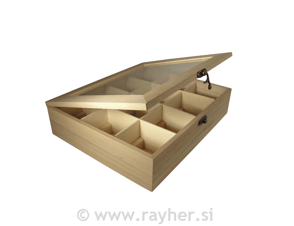 Wooden tea box, 12 comp., FSC Mix Credit