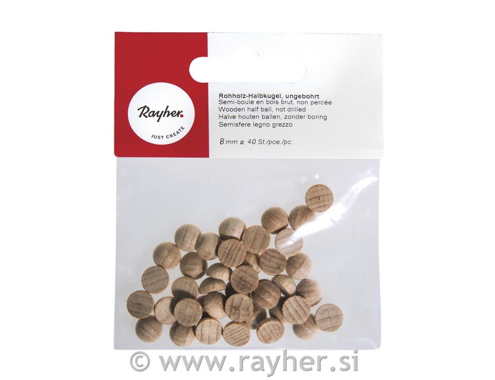 Drvene polu-kuglice, 8 mm o, 40 kom