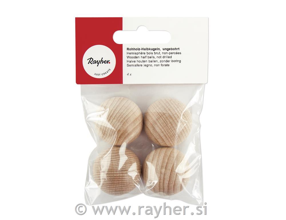 Wooden half balls, not drilled, 30 mm o,