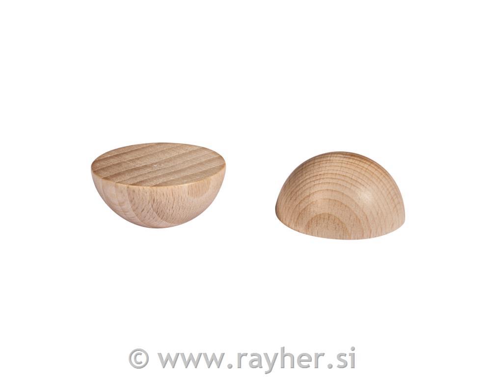 Wooden half balls, not drilled, 30 mm o,