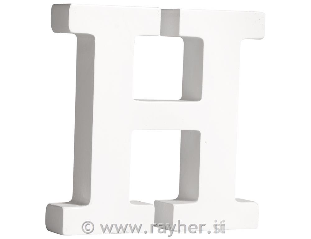Drveno slovo "H", bijelo, 11cm, 2cm