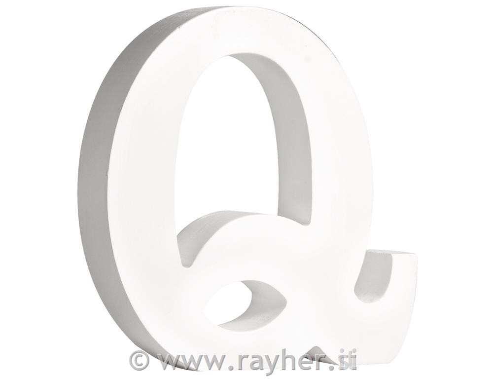 Črka lesena "Q" , bela, 11cm, 2cm
