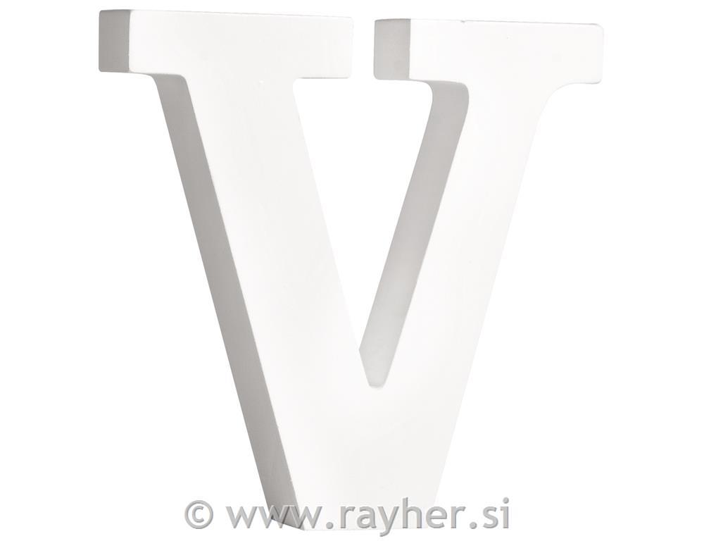 Drveno slovo "V", bijelo, 11cm, 2cm